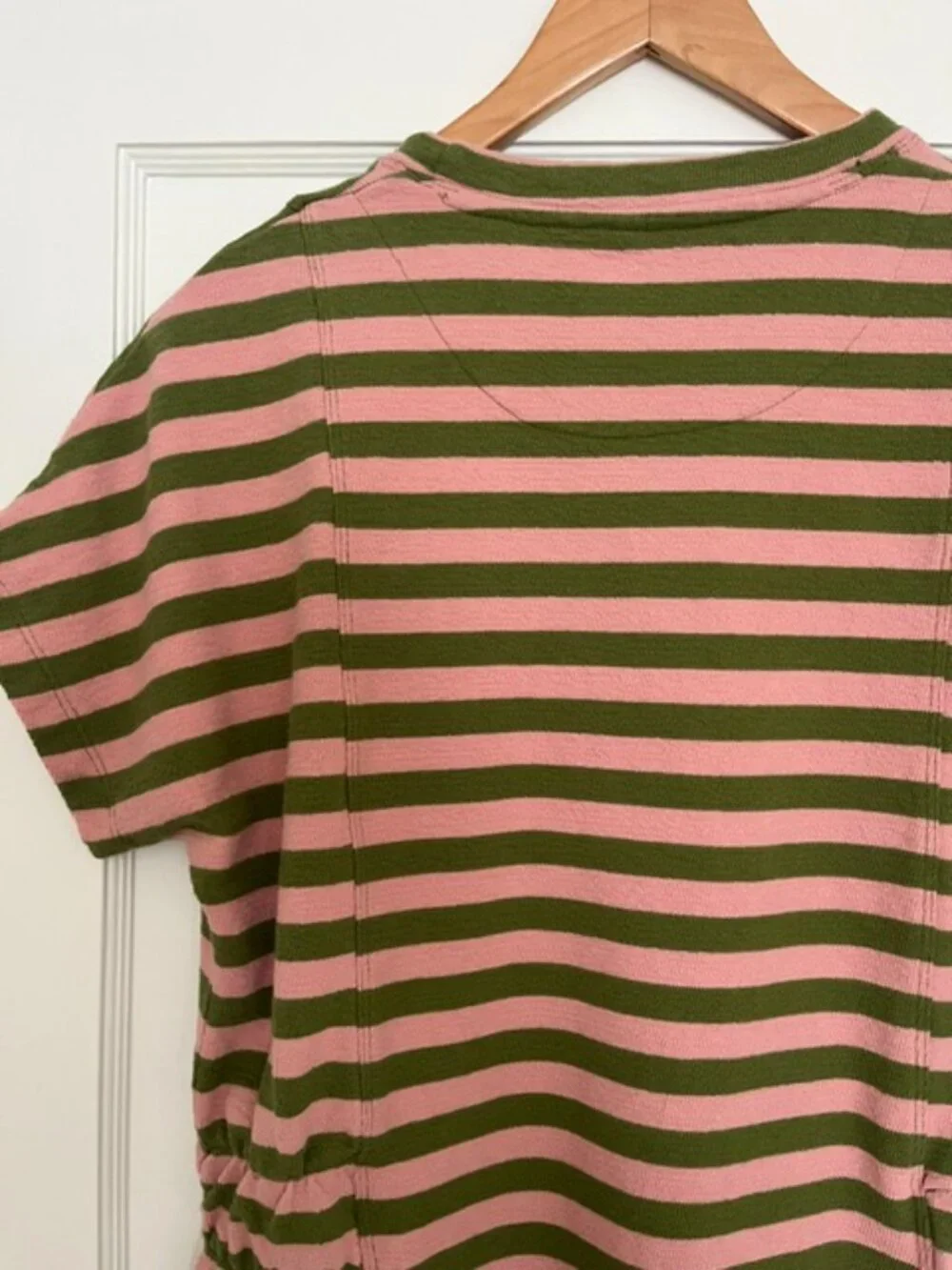 KOMODO Una Organic Cotton Mini Dress in Pink and Green Stripe | Size 6 - Picture 9 of 12